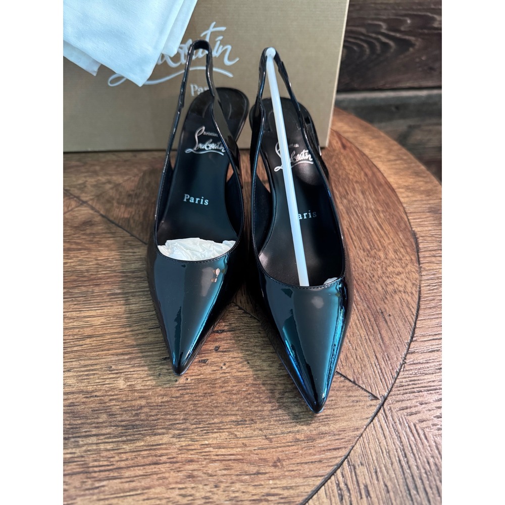 Christian Louboutin Hot Chick Sling 70 Black Patent Leather Pumps 36 us 6 NWB - Picture 6 of 12